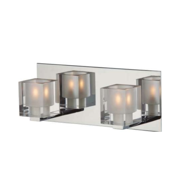 Lámpara para baño de led 2 Cubos de acero y cristal claro en acabado cromo pulido 2 luces, 4.4W, 3000K luz cálida, atenuable