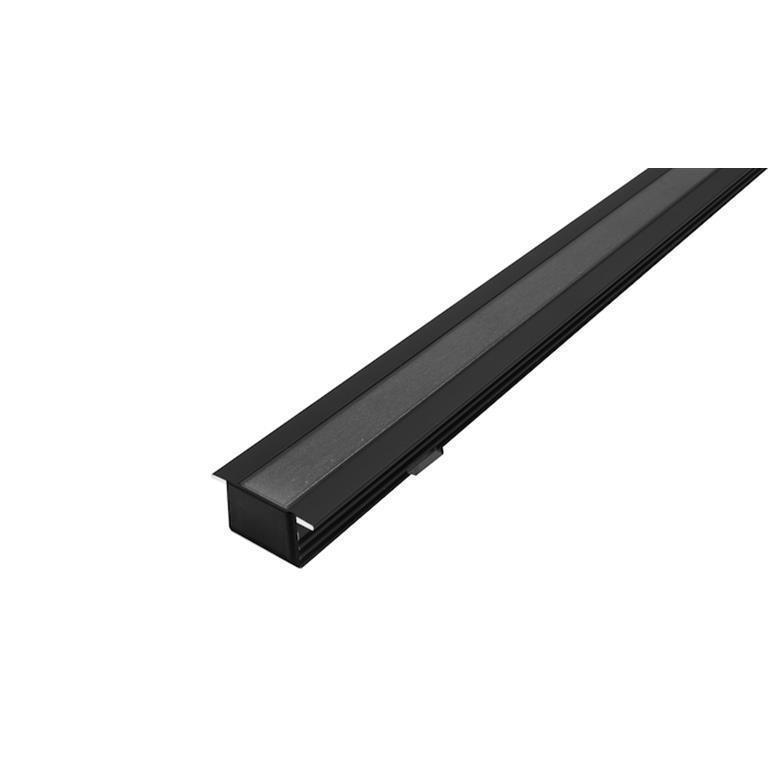 Perfil rectangular aluminio tira led 2 m, color negro