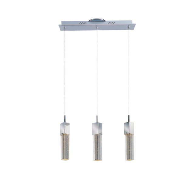 Lámpara colgante LED de 3 bloques de acero y cristal con burbujas 3 luces atenuable con cable de 3m