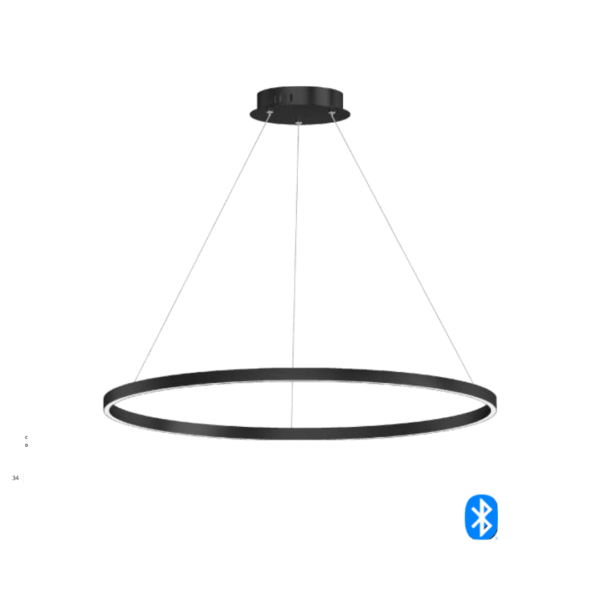 Lámpara led colgante con Bluetooth Color Negro Alumino y Acrilico