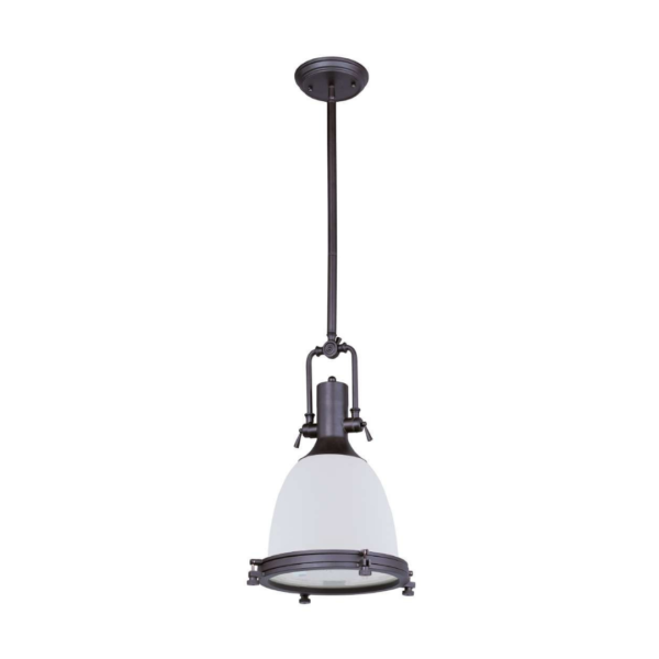 Lámpara colgante con base E26 de 60W max. de acero y vidrio en acabado bronce, altura max. 1.5m, atenuable