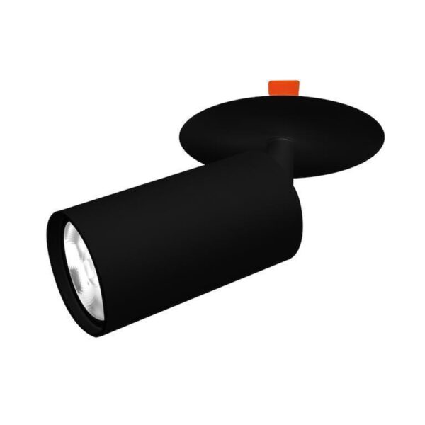 Luminario para Luminario tipo dicroica MR16  GU10 o módulo, de led, redonda tipo cilindro, de empotrar dirigible, aluminio acabado negro, no incluye Luminario, protección IP20