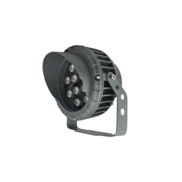 Luminario led blanco cálido 12 Watts óptica de 30° sobreponer aluminio acabado gris con visera 85-265V ca protección IP65
