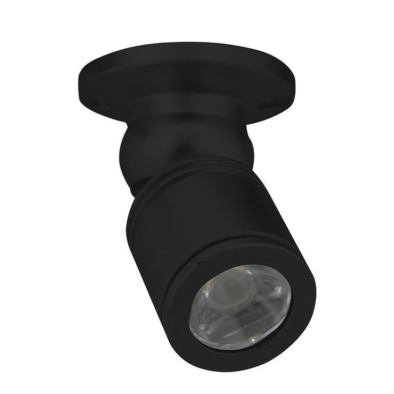 ILUT205E.jpg Luminario de sobreponer blanco neutro 1 Watt óptica 35° cilíndrico de sobreponer dirigible aluminio acabado negro 85-265V ca protección IP20