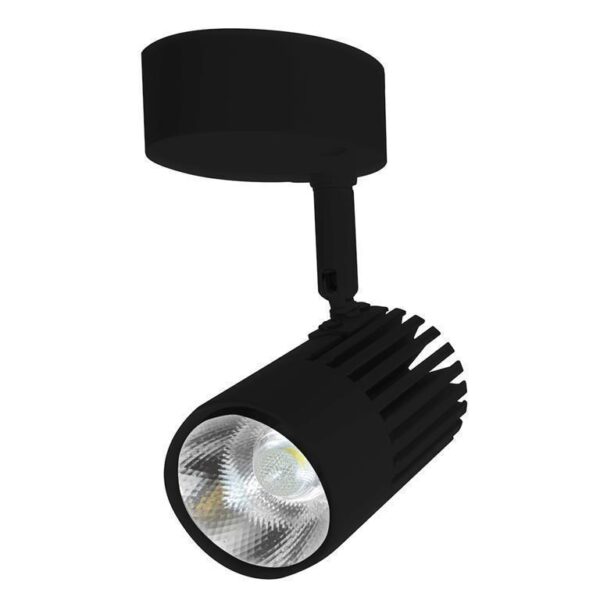 Luminario tipo canope de led blanco cálido 10 Watts óptica 45° de sobreponer dirigible aluminio acabado negro 85-265V ca protección IP20
