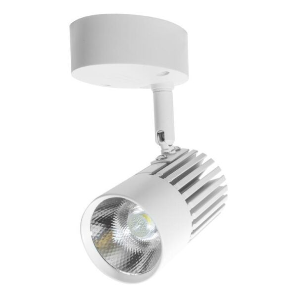 Luminario tipo canope de led blanco cálido 10 Watts óptica 45° de sobreponer dirigible aluminio acabado blanco 85-265V ca protección IP20
