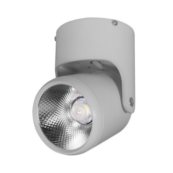 Luminario de techo LED blanco cálido 7 Watts óptica 45° de sobreponer dirigible aluminio acabado blanco 85-265V ca protección IP20