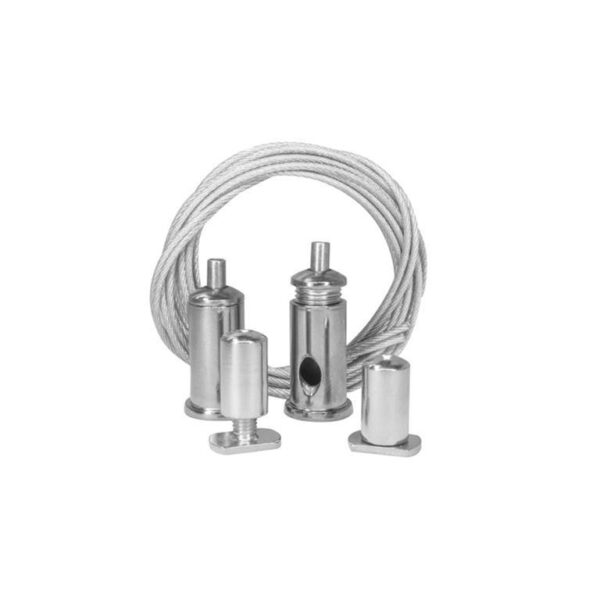 Kit de 2 cables de acero y 4 soportes 1 m de largo para perfil de aluminio DXA19