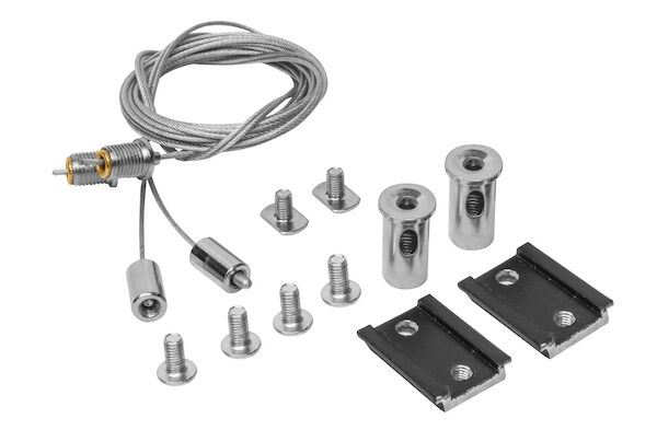 Kit de suspensión para riel magnético incluye 2 cables de acero de 2 m de largo y 4 soportes. Compatible con modelos ILUTMAG2624SS e ILUTMAG2651SS