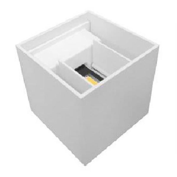 Lámpara de pared blanco cálido 6 Watts cubo 2 salidas óptica ajustable de sobreponer aluminio acabado blanco 85-265V ca protección IP65