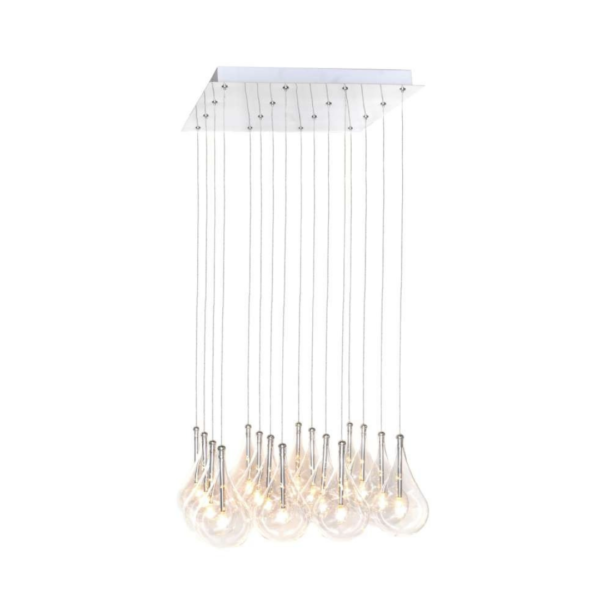 Lámpara Colgante Cromo Pulido y Cristal Claro 16 luces