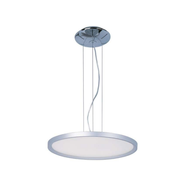 Lámpara colgante led redondo de metal en color plata metalico con cable de 3m