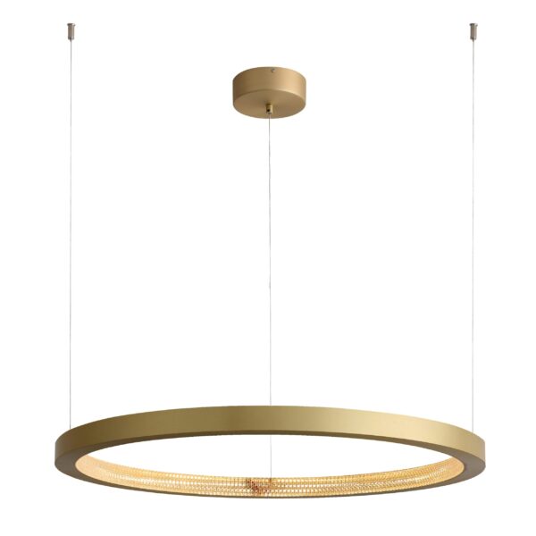 Lámpara colgante led de 1 aro en acabado oro de luz calida de altura ajustable cable de 3mts.