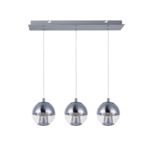 Lámpara colgante led de 3 mini esferas de metal en acabdo cromo pulido, 3 luces con cable de 3m