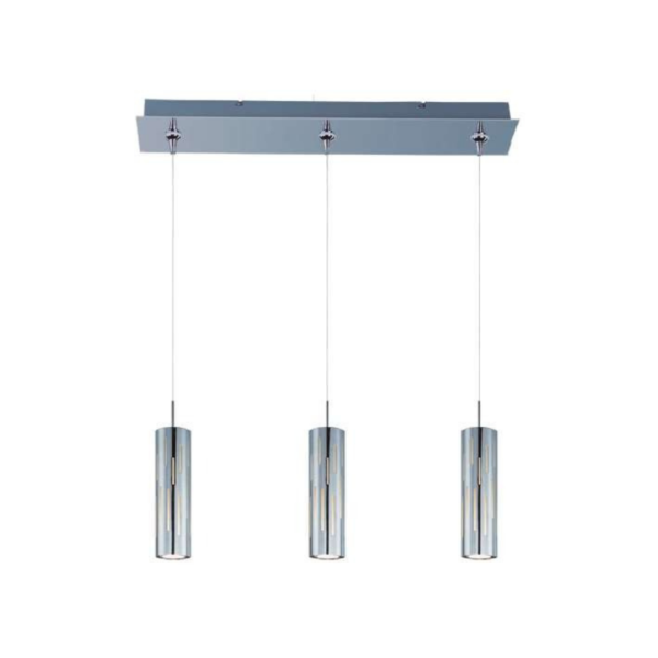 Lámpara colgante LED de acero y cristal en acabado en cromo pulido con cable de 3m