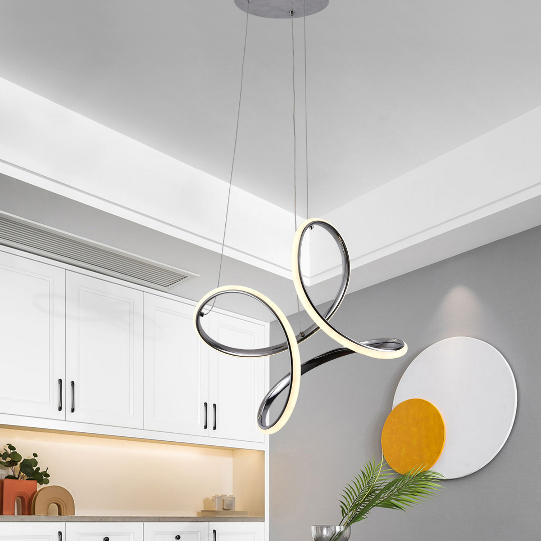 Cromo star - 1 Lampara colgante led moderno a control remoto con dimer de intensidad y temperatura de color mas 3 cambios de luz altura regulable 80w - Imagen 3
