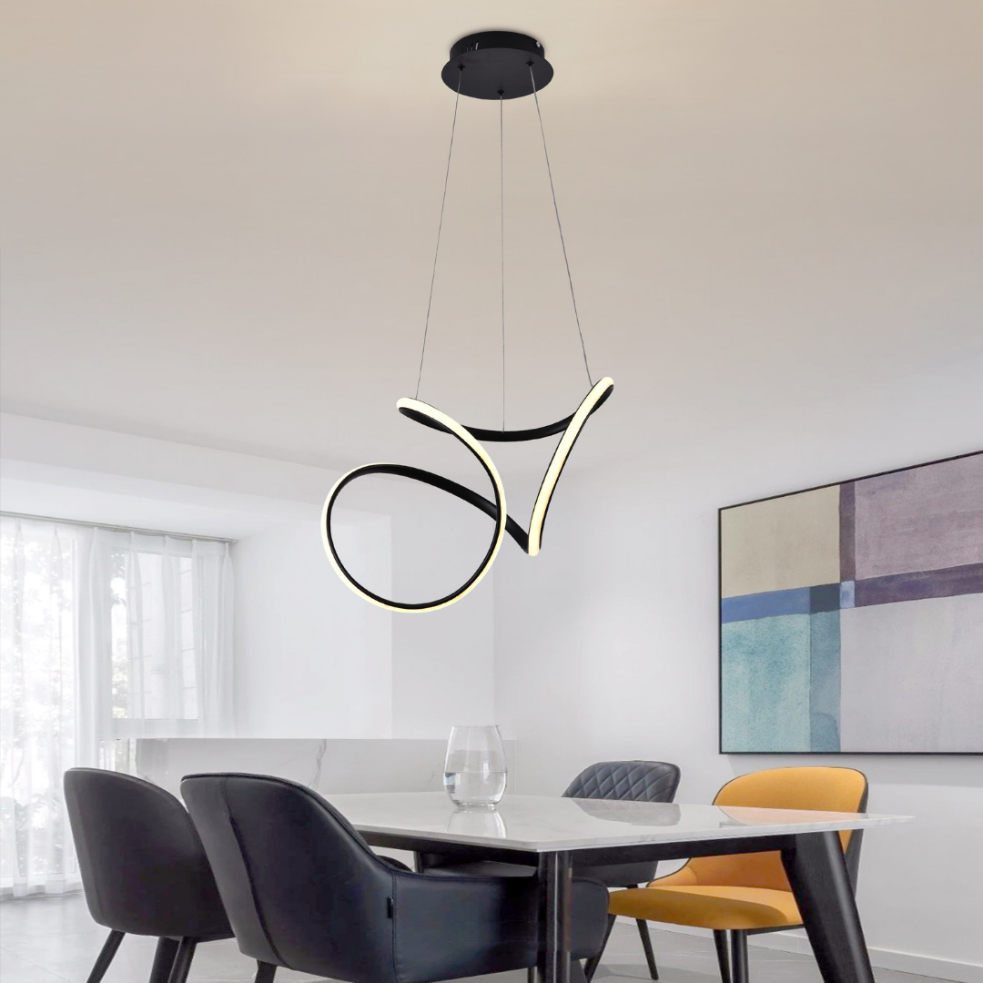 Negro star - 1 Lampara colgante led moderno a control remoto con dimer de intensidad y temperatura de color mas 3 cambios de luz altura regulable 80w - Imagen 5