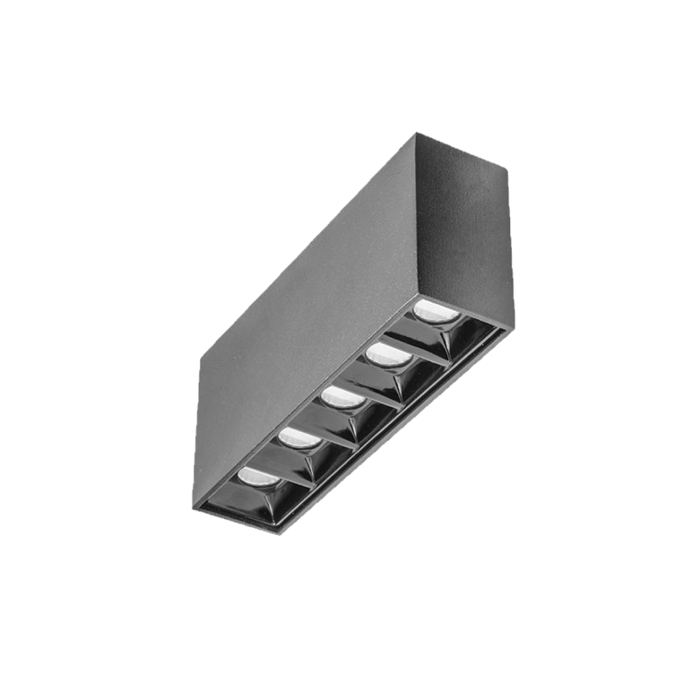 Downlight puntual rectangular de sobreponer de aluminio acabado negro ...