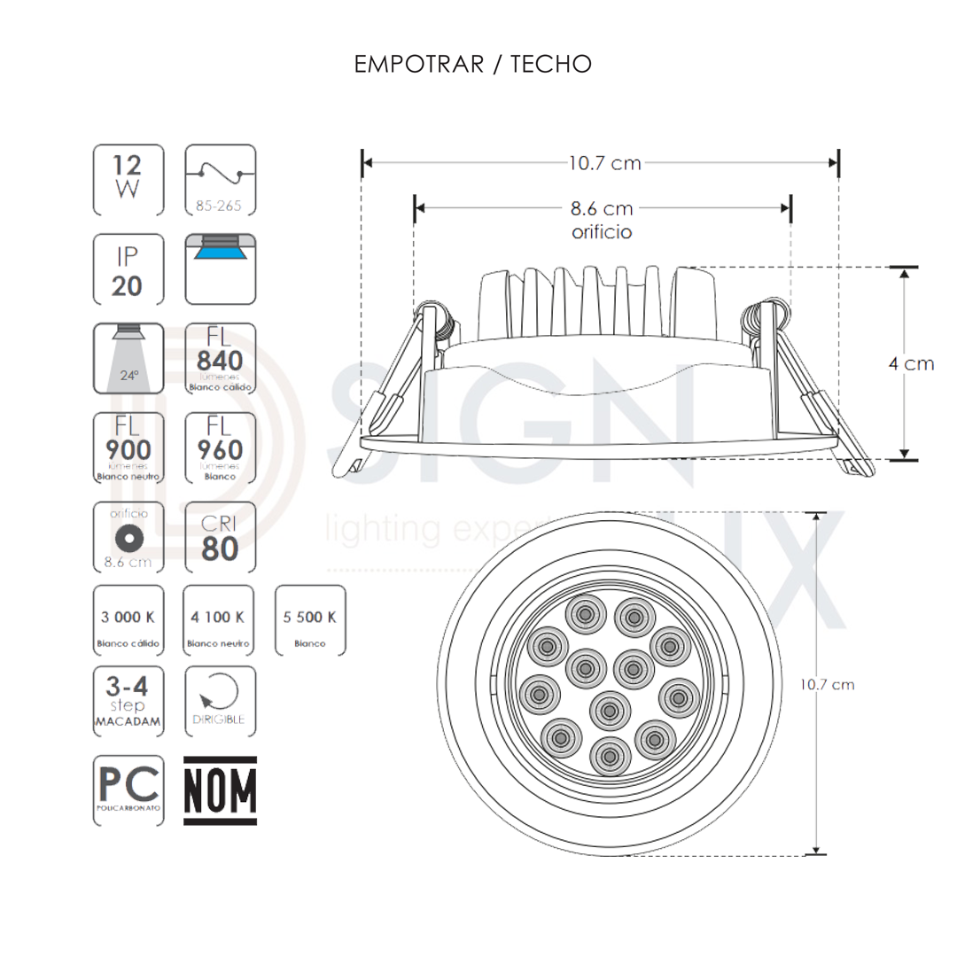 LAMPARA-DOWNLGHT-ILUMILEDS-ILUDOWN12W24DWW-ILUDOWN12W24DNW-ILUDOWN12W24DW