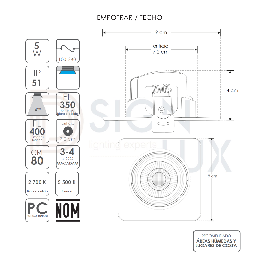 Luminario-downlight-dirigible-cuadrado-para-empotrar-en-techo-de-5-Watts-ILUDOWN21ACBWW-ILUDOWN21ACBW-ILUDOWN21ACWWW-ILUDOWN21ACWW