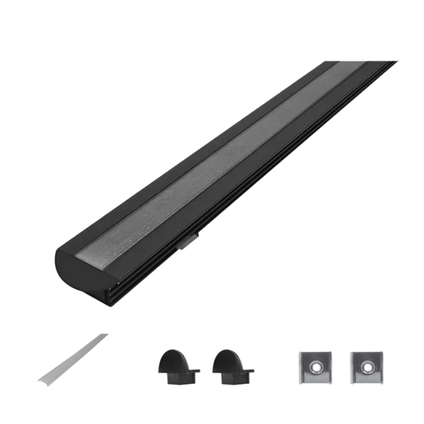 Kit-de-perfil-de-aluminio-con-ceja-acabado-natural-de empotrar, 2 m de larg