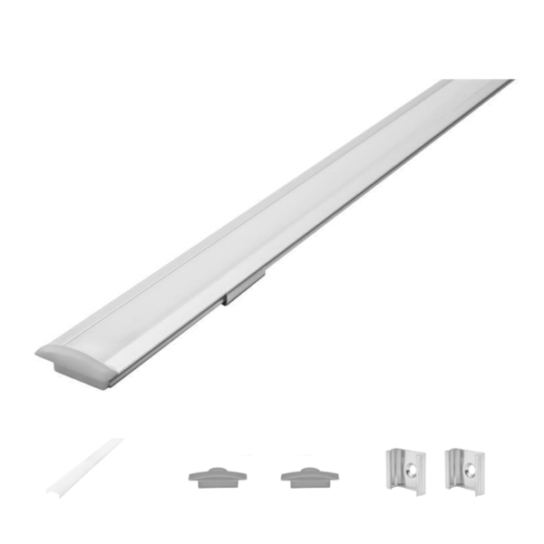 Kit-de-perfil-de-aluminio-con-ceja-acabado-natural-de empotrar, 2 m de largo, para recibir tira extraplana de LEDs