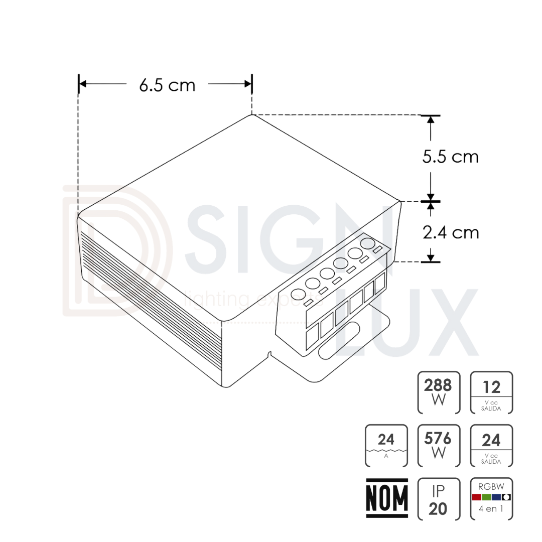 Amplificador-de-señal-para-tira-extraplana-de led-DMX-RGBW