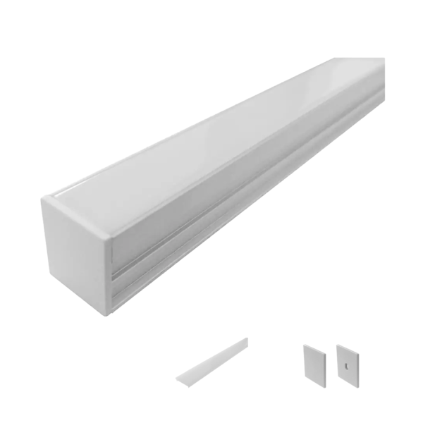Kit de perfil de aluminio sin ceja de empotrar de 3 m para recibir tira extraplana de LEDs Exteriores