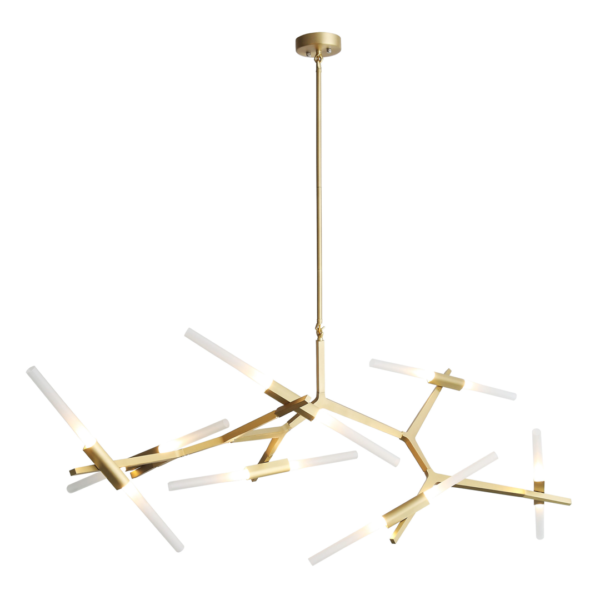 Lampara colgante led con brazos de metal y cristal de 14 luces con 10 tubos de extensión