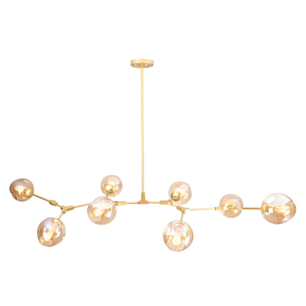 Lámpara colgante con cuerpo de metal y cristal de 8 Luces con cable de 3m