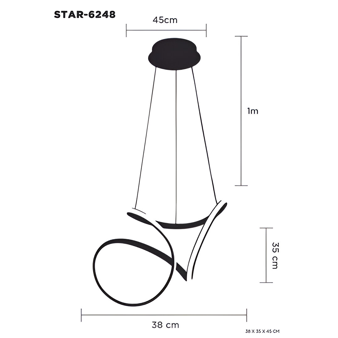 STAR Lampara colgante led moderno a control remoto con dimer de intensidad y temperatura de color mas 3 cambios de luz altura regulable 80w - Imagen 6