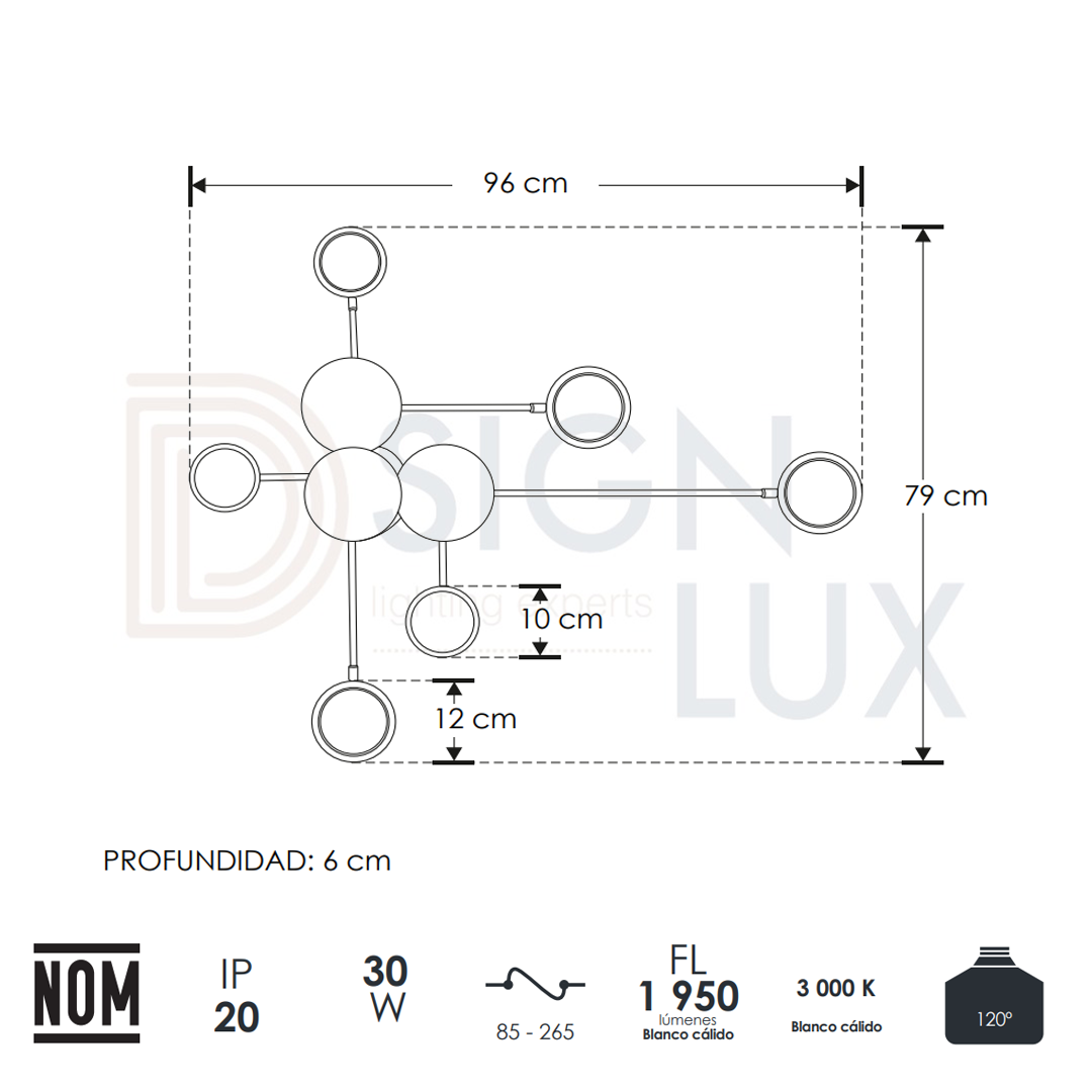 lampara-led-para-pared-ILUEUR51630WWWB-ilumileds-MEDIDAS (2) Lámpara de pared LED luz blanco cálido de aluminio acabado negro de 30 Watts con óptica 120° y protección IP20 - Imagen 5