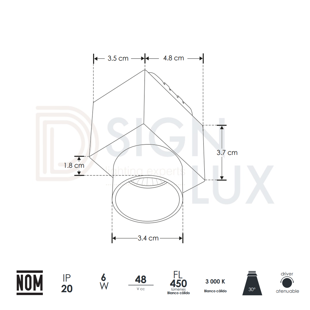 luminario-led-color-negro-para-mini-riel-magnetico-ILUSOBCAMR6WWWB-medidas luminario-led-color-negro-para-mini-riel-magnetico-ILUSOBCAMR6WWWB-medidas