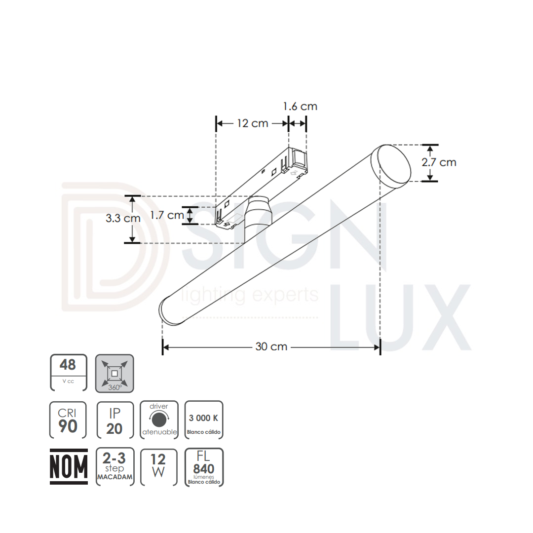 luminario-led-para-riel-magnetico-ILUS14DMAG12W-ilumileds-12W-medidas luminario-led-para-riel-magnetico-ILUS14DMAG12W-ilumileds-12W-medidas