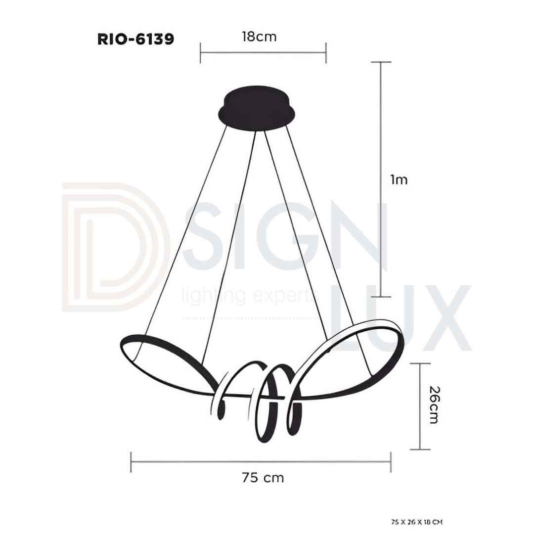 rio-medidas Lampara Colgante Led Moderno a Control Remoto con Dimer de Intensidad y Temperatura de Color mas 3 Cambios de Luz Altura Regulable 90w - Imagen 10