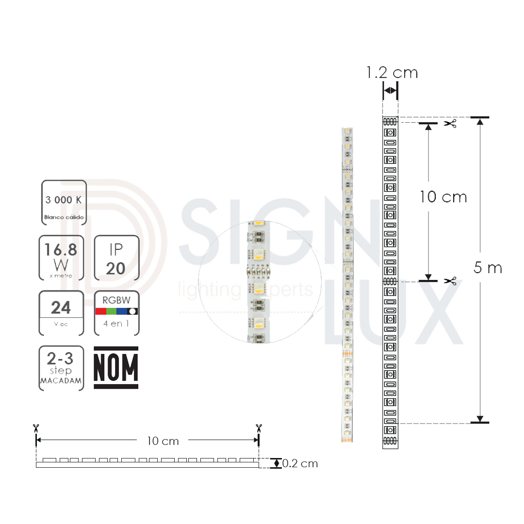 Tira led extraplana RGB para interiores de 60 leds