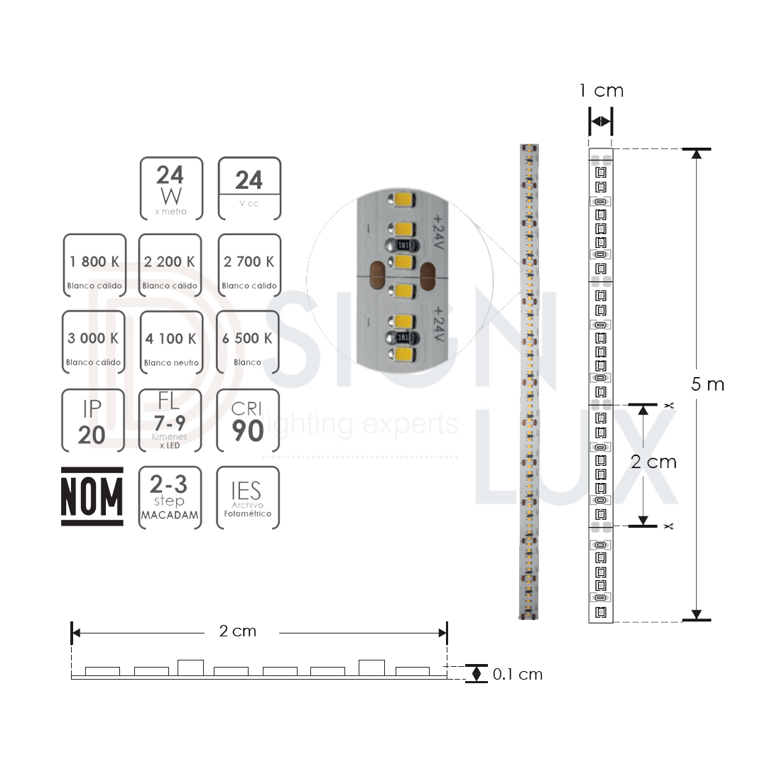 Tira led extraplana para interiores de 300 leds