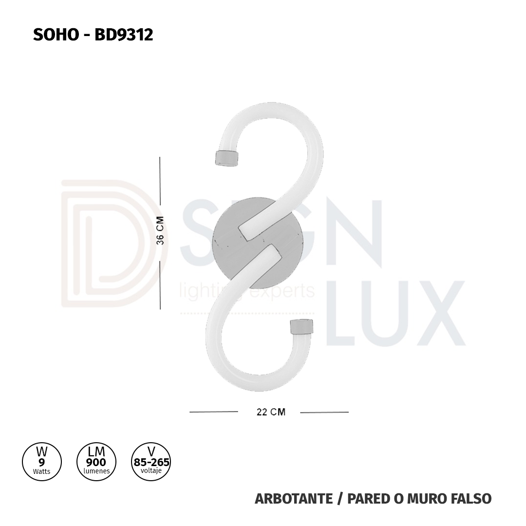 Lampara de Pared Arbotante Led Con Diseño Moderno Con 3 Cambios de Luz de 9w Soho - Imagen 3
