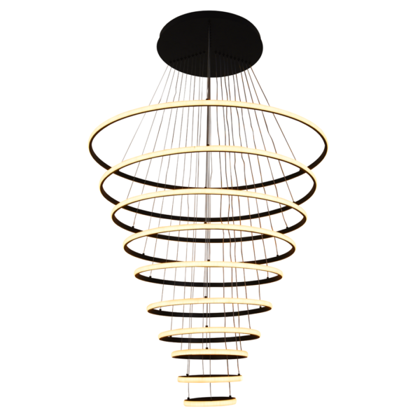 LAMPARA-LED-COLGANTE-COLOR-NEGRO-DE-DOBLE-ALTURA-CON-10-AROS-ALFA-9869-LUXICA