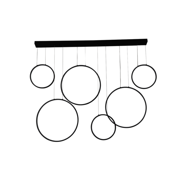 BUBBLES- 9213-LAMPARA-COLGANTE-LED-6-AROS-DE-DOBLE-ALTURA-COLOR-NEGRO-LUXICA