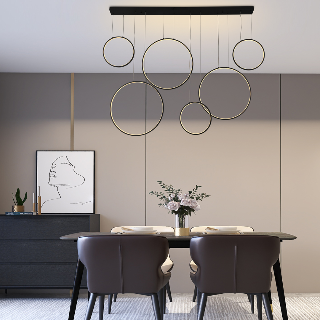 BUBBLES- 9213-LAMPARA-COLGANTE-LED-6-AROS-DE-DOBLE-ALTURA-COLOR-NEGRO-LUXICA-DESIGNLUX