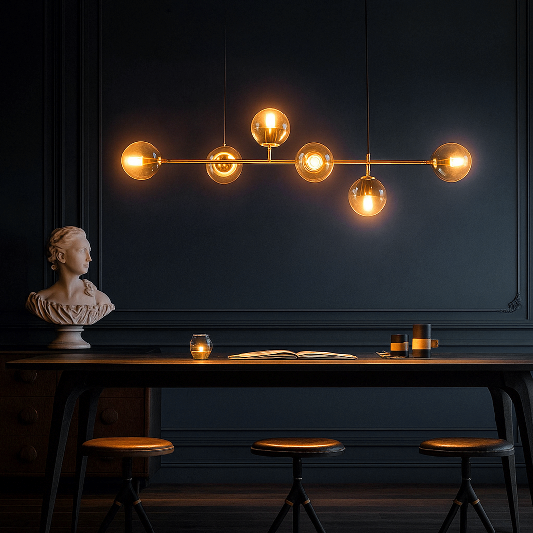 lampara-colgante-de-esferas-6-luces-de-metal-y-cristal-Q81496-BRZ-Tulip-Quor-ambiente-lampara-para-comedor-tienda-de-lamparas-designlux lampara-colgante-de-esferas-6-luces-de-metal-y-cristal-Q81496-BRZ-Tulip-Quor-ambiente-lampara-para-comedor-tienda-de-lamparas-designlux