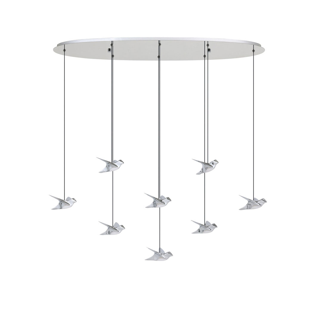 lámpara colgante led de 8 aves suspendidas en acabado negro níquel, luz cálida 3000k y altura ajustable paratebueno 390055a lámpara colgante led de 8 aves suspendidas en acabado negro níquel, luz cálida 3000k y altura ajustable paratebueno 390055a