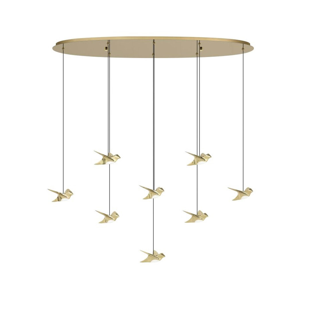 lámpara colgante led de 8 aves suspendidas en acabado negro níquel, luz cálida 3000k y altura ajustable paratebueno 390055a lámpara colgante led de 8 aves suspendidas en acabado negro níquel, luz cálida 3000k y altura ajustable paratebueno 390055a