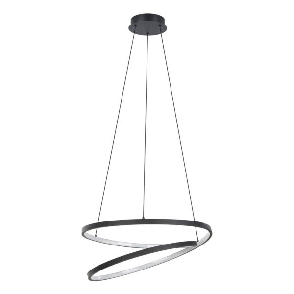 lámpara colgante led aro circular negra de 70 cm, de metal y aluminio, luz cálida 3000k y cable ajustable de 1.5 m