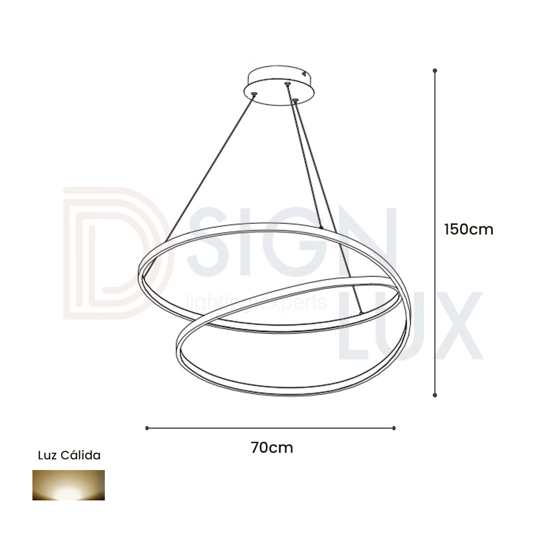 lámpara colgante led aro circular negra de 70 cm, de metal y aluminio, luz cálida 3000k y cable ajustable de 1.5 m lámpara colgante led aro circular negra de 70 cm, de metal y aluminio, luz cálida 3000k y cable ajustable de 1.5 m